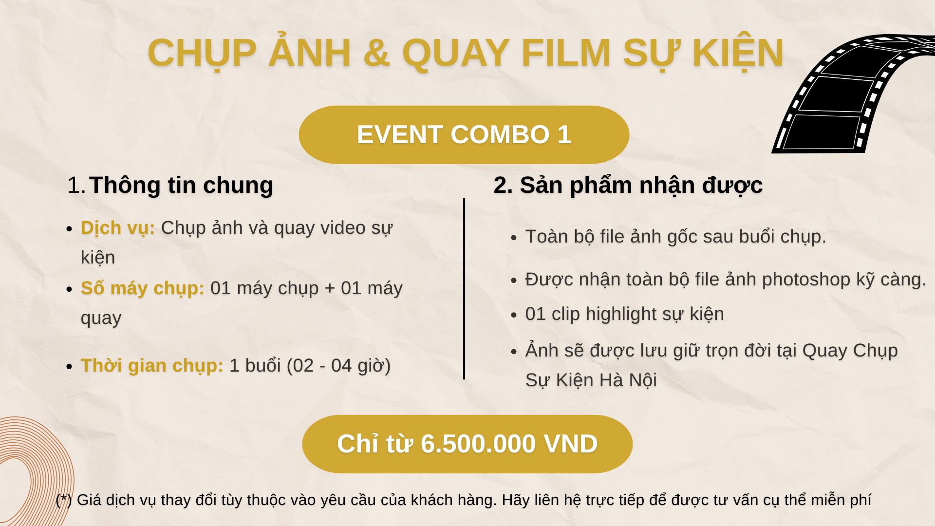 Bảng Giá Chụp ảnh sự kiện